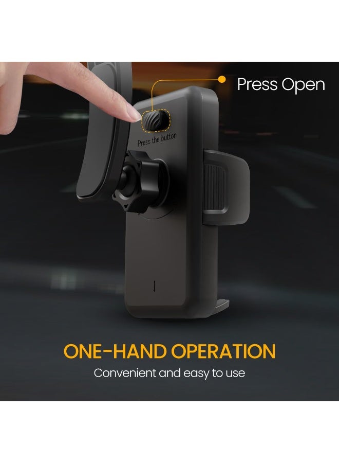 بورترونيكس Portronics Clamp M5 Car Phone Holder Stand with Grip Rotation, Strong Hold, Suction Cup Mount, Single Hand Use, Shockproof Build, Mobile Stand for Car (Black) - Image 2